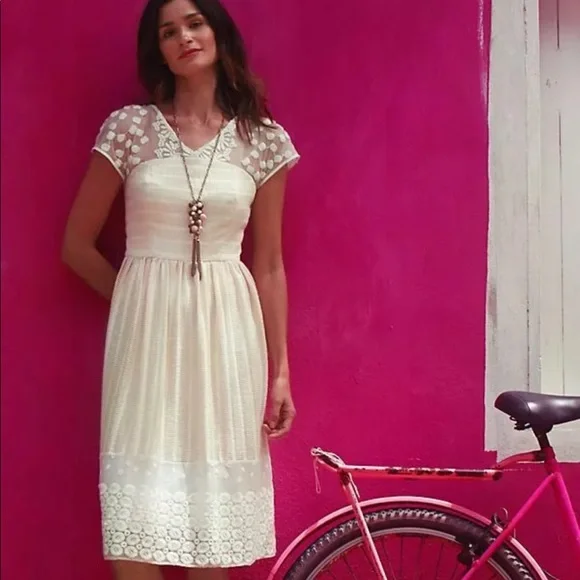 best fit and flare wedding dresses Mae Cream Lace Long Sleeve Mini Dress main image 1